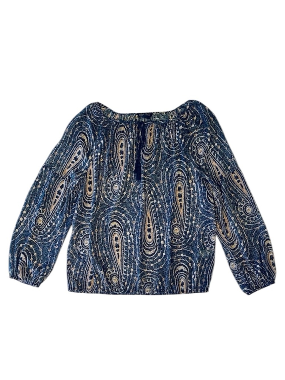 🍀 LUCKY BRAND sheer peasant blouse
